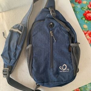 Waterfly Denim Blue Daypack Backpack Sling Style Hiking Bag